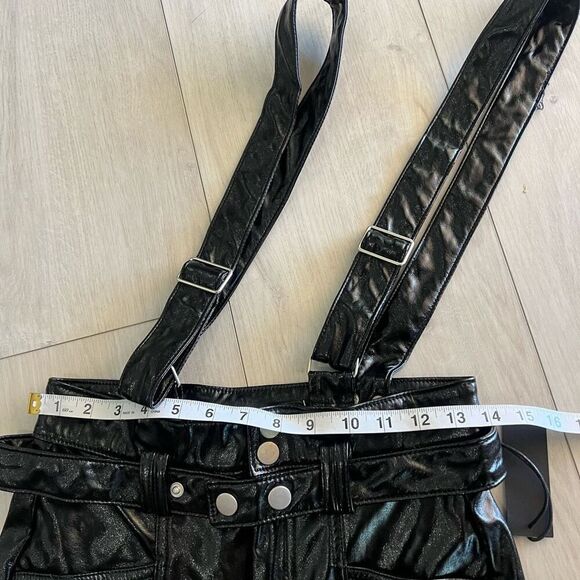 BlankNYC Other Worldly Overall Faux Leather Pants with Suspenders size 27 - Picture 5 of 12